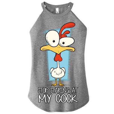 Funny Offensive Stop Staring At My Cock Women's Perfect Tri Rocker Tank