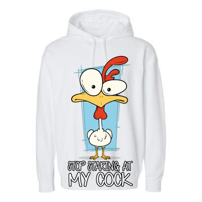 Funny Offensive Stop Staring At My Cock Garment-Dyed Fleece Hoodie