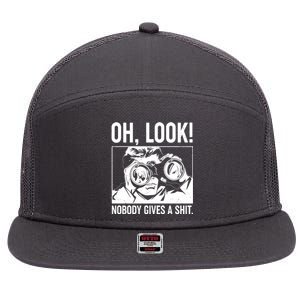 Funny Oh Look Nobody Gives A Shit 7 Panel Mesh Trucker Snapback Hat