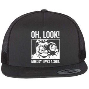 Funny Oh Look Nobody Gives A Shit Flat Bill Trucker Hat