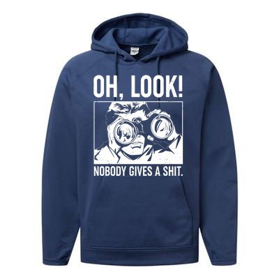 Funny Oh Look Nobody Gives A Shit Performance Fleece Hoodie