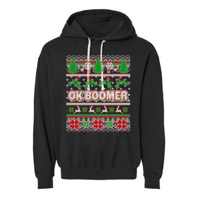Funny OK Boomer Ugly Christmas Garment-Dyed Fleece Hoodie
