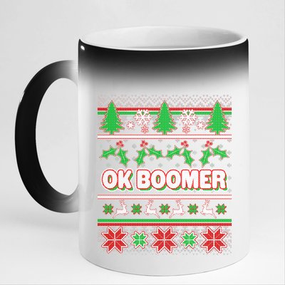 Funny OK Boomer Ugly Christmas 11oz Black Color Changing Mug