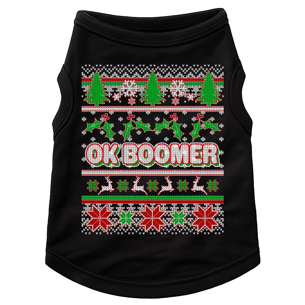 Funny OK Boomer Ugly Christmas Doggie Tank
