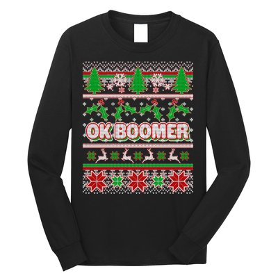 Funny OK Boomer Ugly Christmas Long Sleeve Shirt