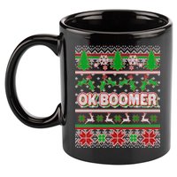 Funny OK Boomer Ugly Christmas 11oz C Handle Ceramic Mug