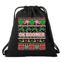 Funny OK Boomer Ugly Christmas Drawstring Bag