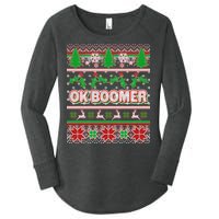 Funny OK Boomer Ugly Christmas Women's Perfect Tri Tunic Long Sleeve Shirt