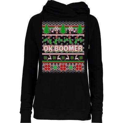 Funny OK Boomer Ugly Christmas Womens Funnel Neck Pullover Hood