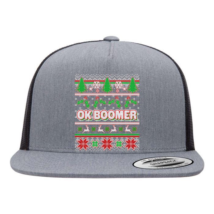 Funny OK Boomer Ugly Christmas Flat Bill Trucker Hat