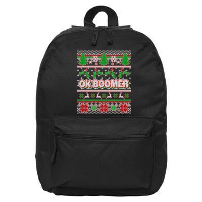 Funny OK Boomer Ugly Christmas 16 in Basic Backpack