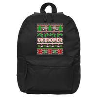 Funny OK Boomer Ugly Christmas 16 in Basic Backpack