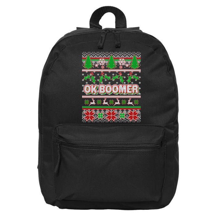 Funny OK Boomer Ugly Christmas 16 in Basic Backpack