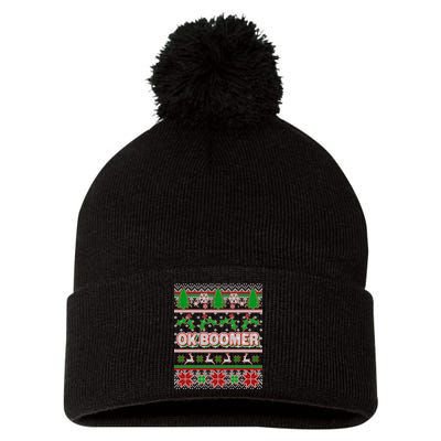 Funny OK Boomer Ugly Christmas Pom Pom 12in Knit Beanie