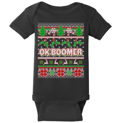 Funny OK Boomer Ugly Christmas Baby Bodysuit