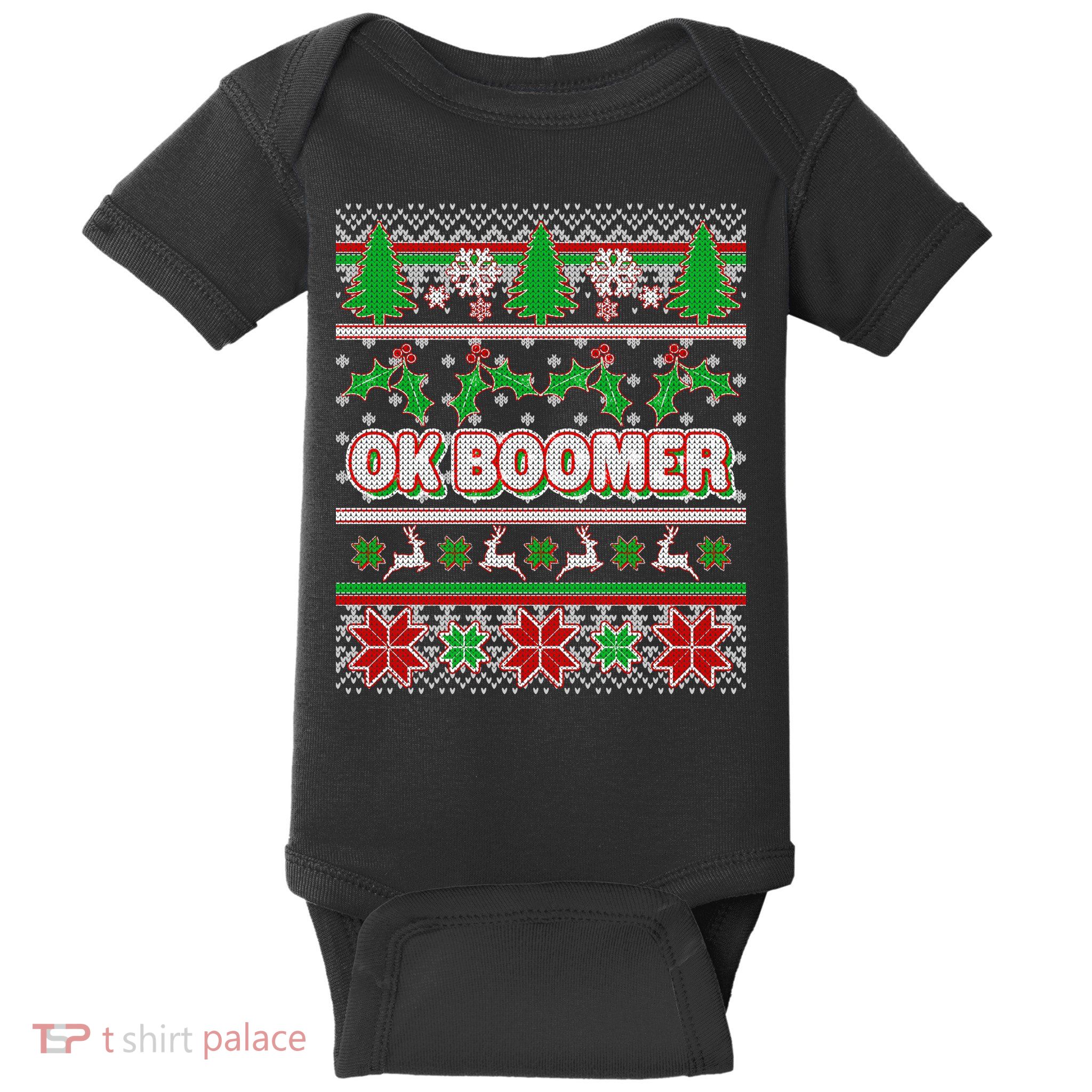 Funny OK Boomer Ugly Christmas Baby Bodysuit