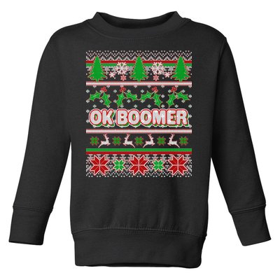 Funny OK Boomer Ugly Christmas Toddler Sweatshirt