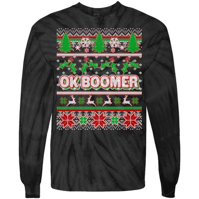 Funny OK Boomer Ugly Christmas Tie-Dye Long Sleeve Shirt