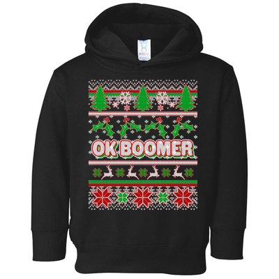 Funny OK Boomer Ugly Christmas Toddler Hoodie