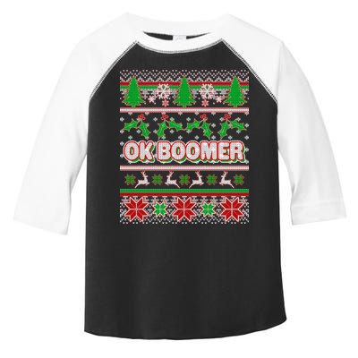 Funny OK Boomer Ugly Christmas Toddler Fine Jersey T-Shirt