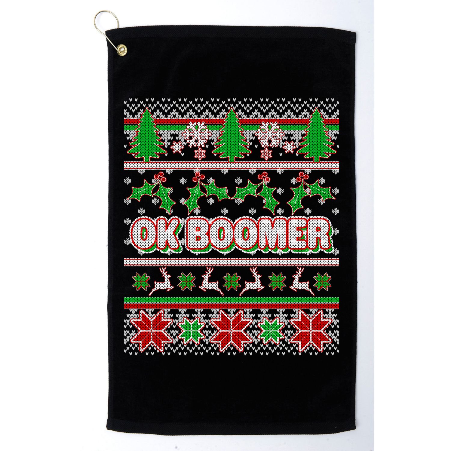 Funny OK Boomer Ugly Christmas Golf Towel
