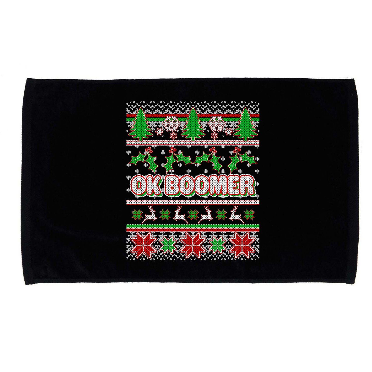 Funny OK Boomer Ugly Christmas Microfiber Hand Towel