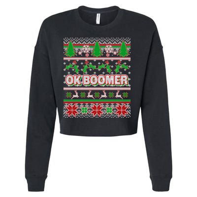 Funny OK Boomer Ugly Christmas Cropped Pullover Crew