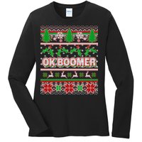 Funny OK Boomer Ugly Christmas Ladies Long Sleeve Shirt