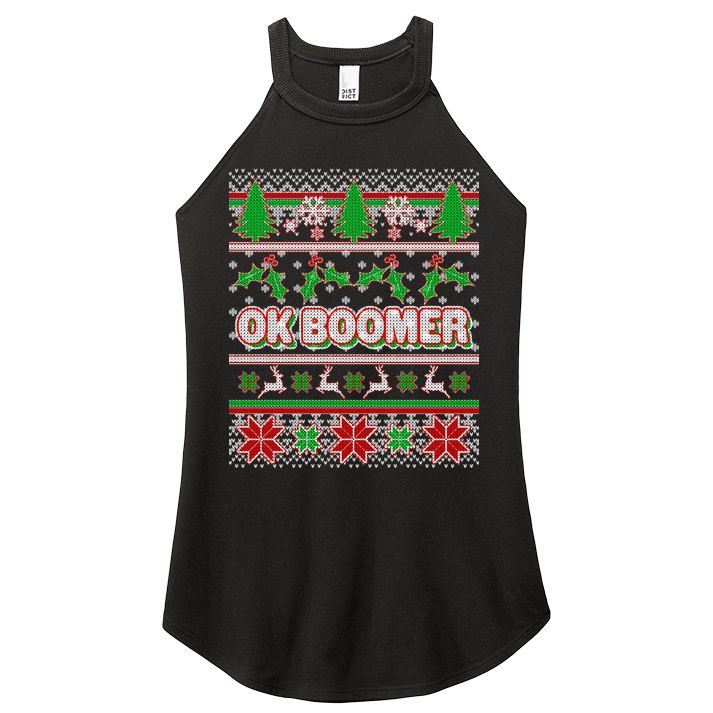 Funny OK Boomer Ugly Christmas Women's Perfect Tri Rocker Tank