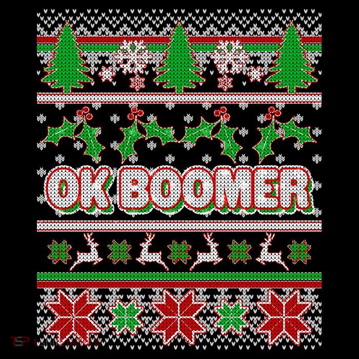 Funny OK Boomer Ugly Christmas Women's V-Neck T-Shirt