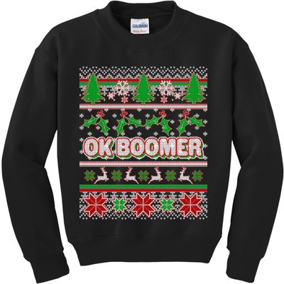 Funny OK Boomer Ugly Christmas Kids Sweatshirt