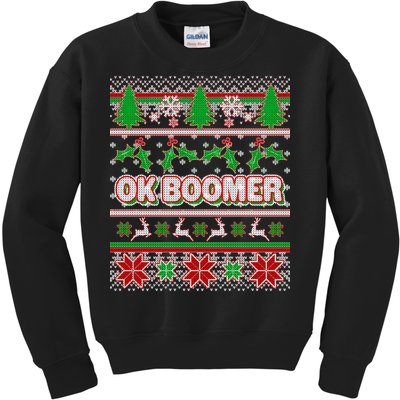 Funny OK Boomer Ugly Christmas Kids Sweatshirt