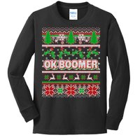 Funny OK Boomer Ugly Christmas Kids Long Sleeve Shirt