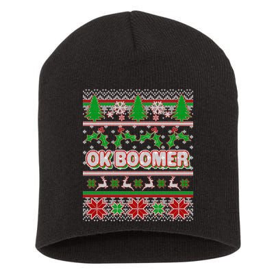 Funny OK Boomer Ugly Christmas Short Acrylic Beanie