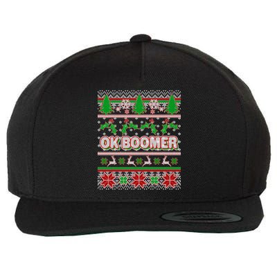Funny OK Boomer Ugly Christmas Wool Snapback Cap
