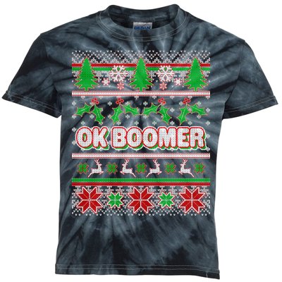 Funny OK Boomer Ugly Christmas Kids Tie-Dye T-Shirt