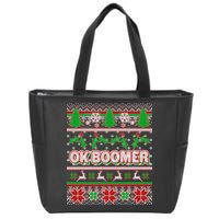 Funny OK Boomer Ugly Christmas Zip Tote Bag