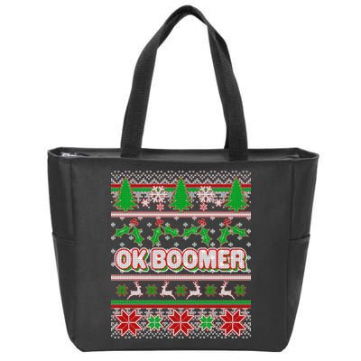 Funny OK Boomer Ugly Christmas Zip Tote Bag