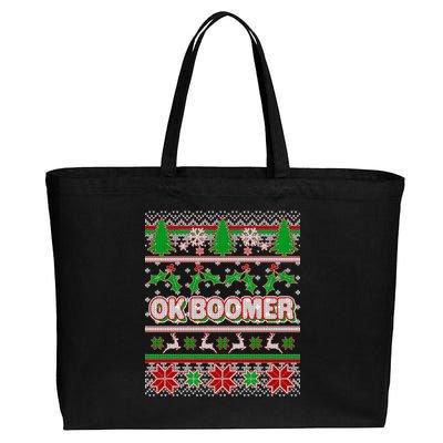 Funny OK Boomer Ugly Christmas Cotton Canvas Jumbo Tote