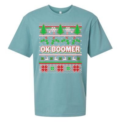 Funny OK Boomer Ugly Christmas Sueded Cloud Jersey T-Shirt