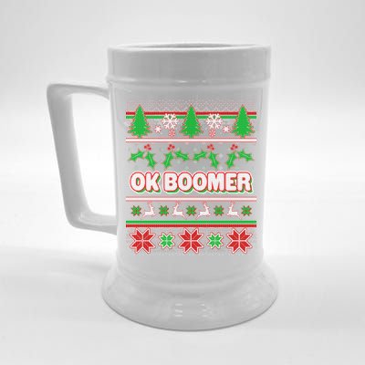 Funny OK Boomer Ugly Christmas Beer Stein