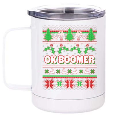 Funny OK Boomer Ugly Christmas 12 oz Stainless Steel Tumbler Cup