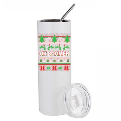 Funny OK Boomer Ugly Christmas Stainless Steel Tumbler