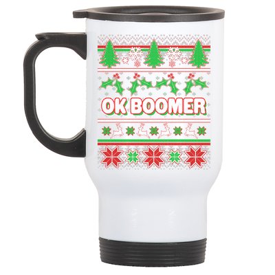 Funny OK Boomer Ugly Christmas Stainless Steel Travel Mug