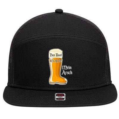 Funny Oktoberfest Das Boot Kicked Mein Arsch 7 Panel Mesh Trucker Snapback Hat