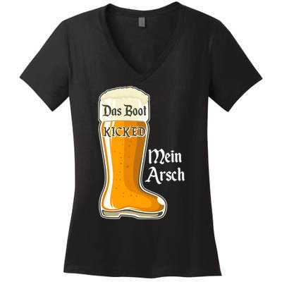 Funny Oktoberfest Das Boot Kicked Mein Arsch Women's V-Neck T-Shirt