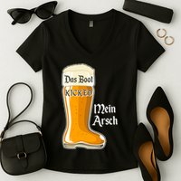 Funny Oktoberfest Das Boot Kicked Mein Arsch Women's V-Neck T-Shirt