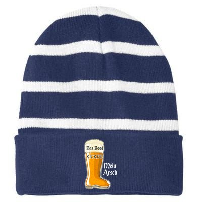 Funny Oktoberfest Das Boot Kicked Mein Arsch Striped Beanie with Solid Band