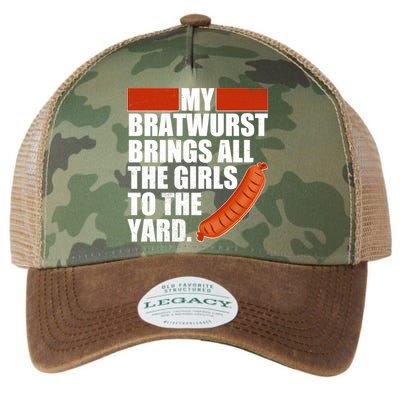 Funny Oktoberfest My Bratwurst Brings All the Girls to the Yard Legacy Tie Dye Trucker Hat