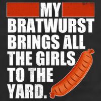 Funny Oktoberfest My Bratwurst Brings All the Girls to the Yard 7 Panel Mesh Trucker Snapback Hat